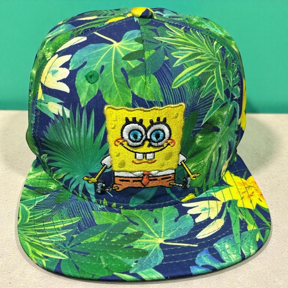 Sponge Bob SquarePants Tropical Hat SnapBack Nickelodeon Embroidered Sponge Bob